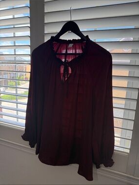 Old Navy Women’s Burgundy Long-Sleeve Peasant Blouse
